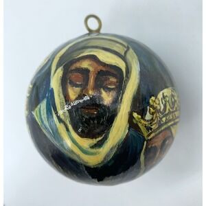 Artist Hand Painted 3 Wise Men Kings Ball Christmas Ornament by L.W. Cox Vintage